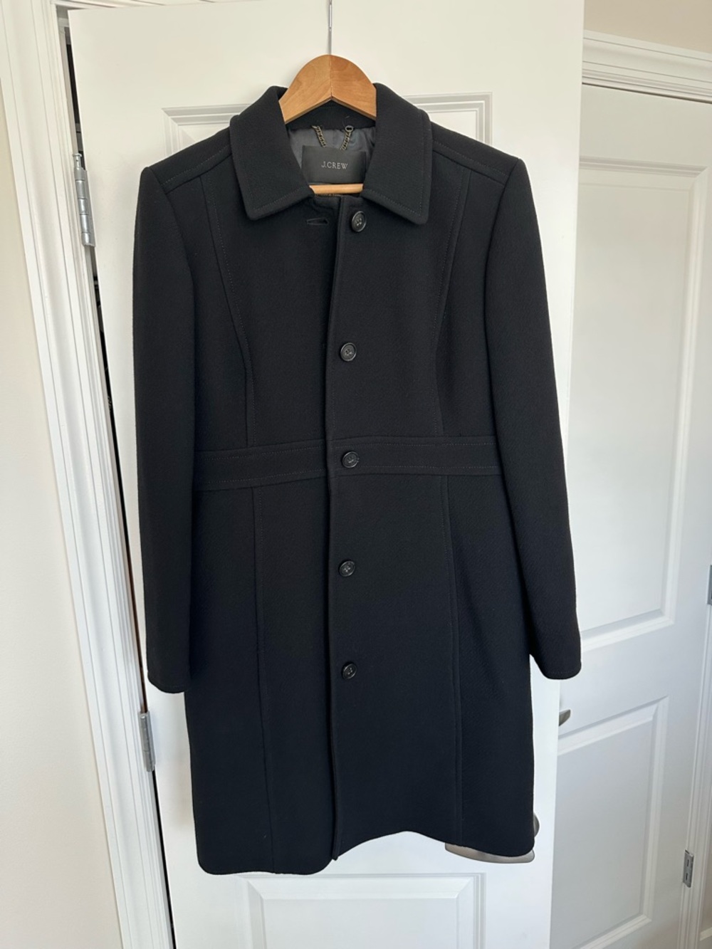 J. Crew Black Wool Blend Thinsulate  Long Coat
